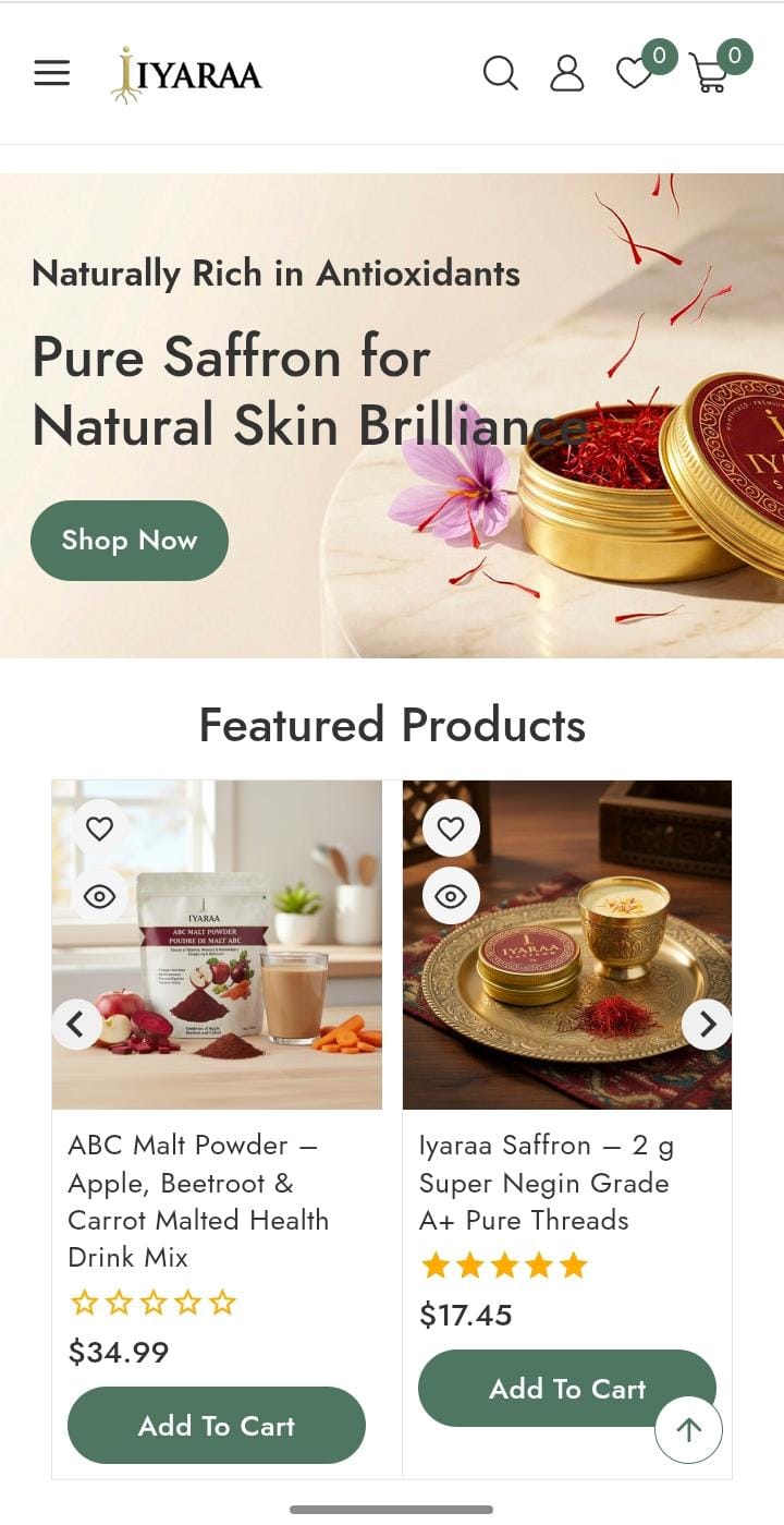 Iyaraa E-Commerce Website Design by Lushanth